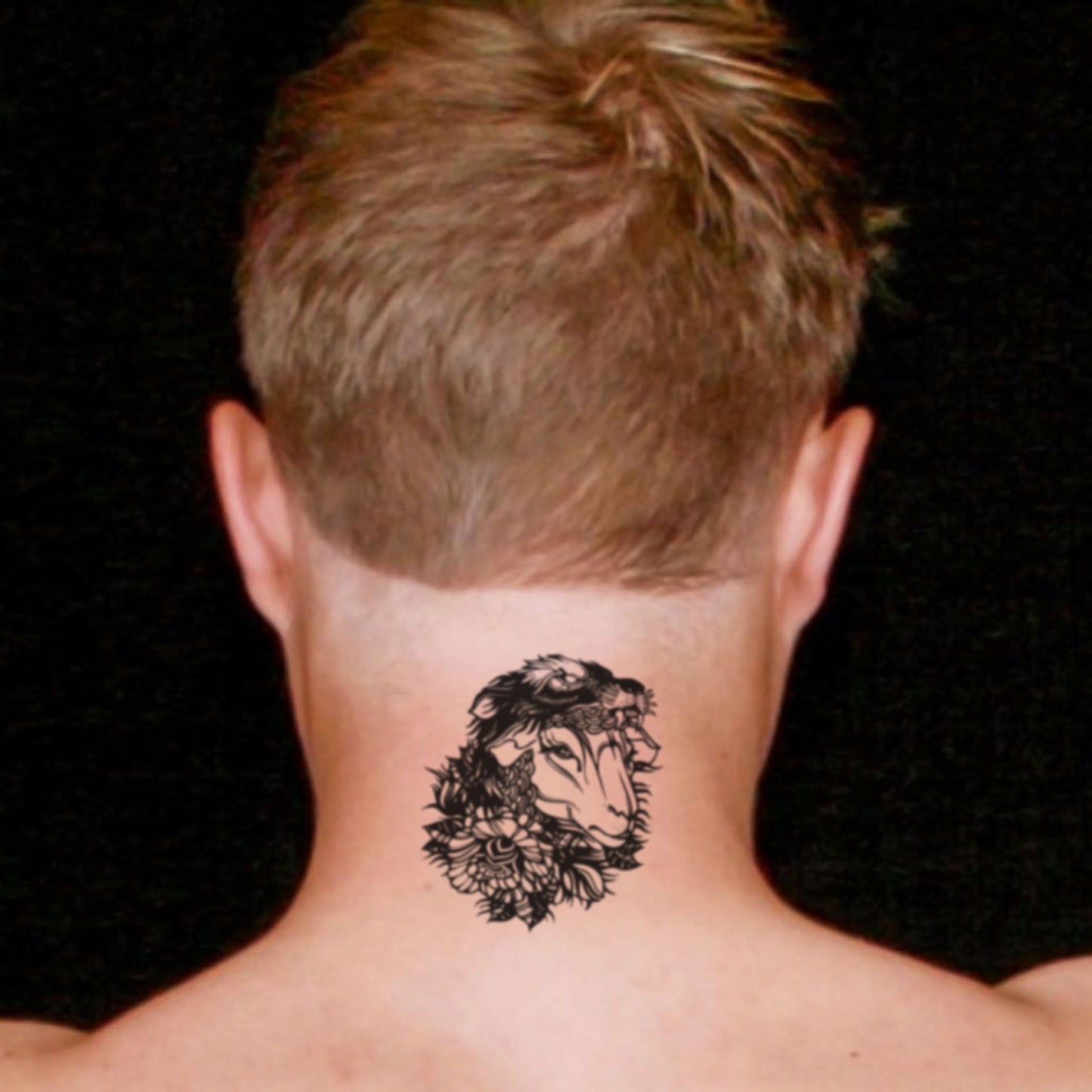 fake medium wolf in sheep's clothing animal temporary tattoo sticker design idea on neck