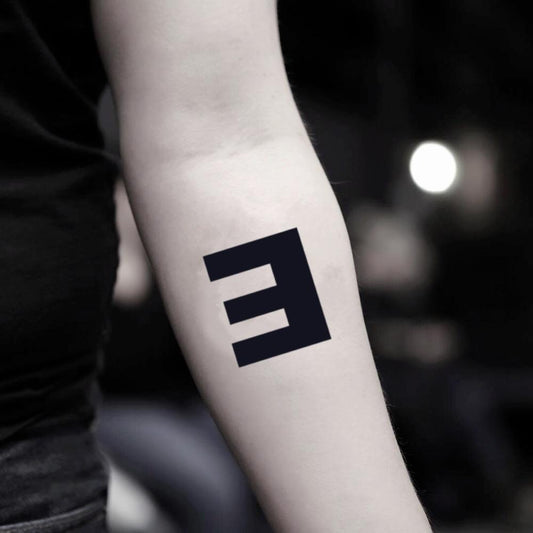fake small eminem lettering temporary tattoo sticker design idea on inner arm