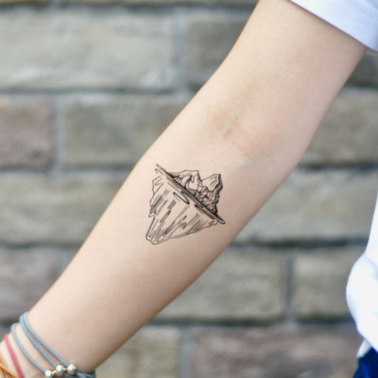 fake small iceberg nature temporary tattoo sticker design idea on inner arm