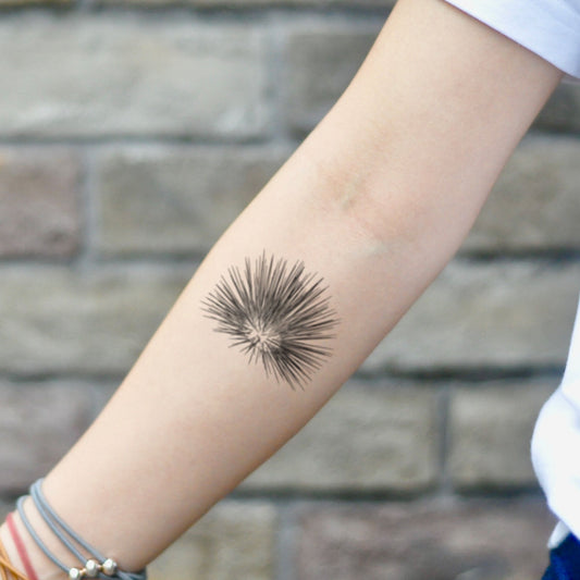 fake small sea urchin geometric temporary tattoo sticker design idea on inner arm