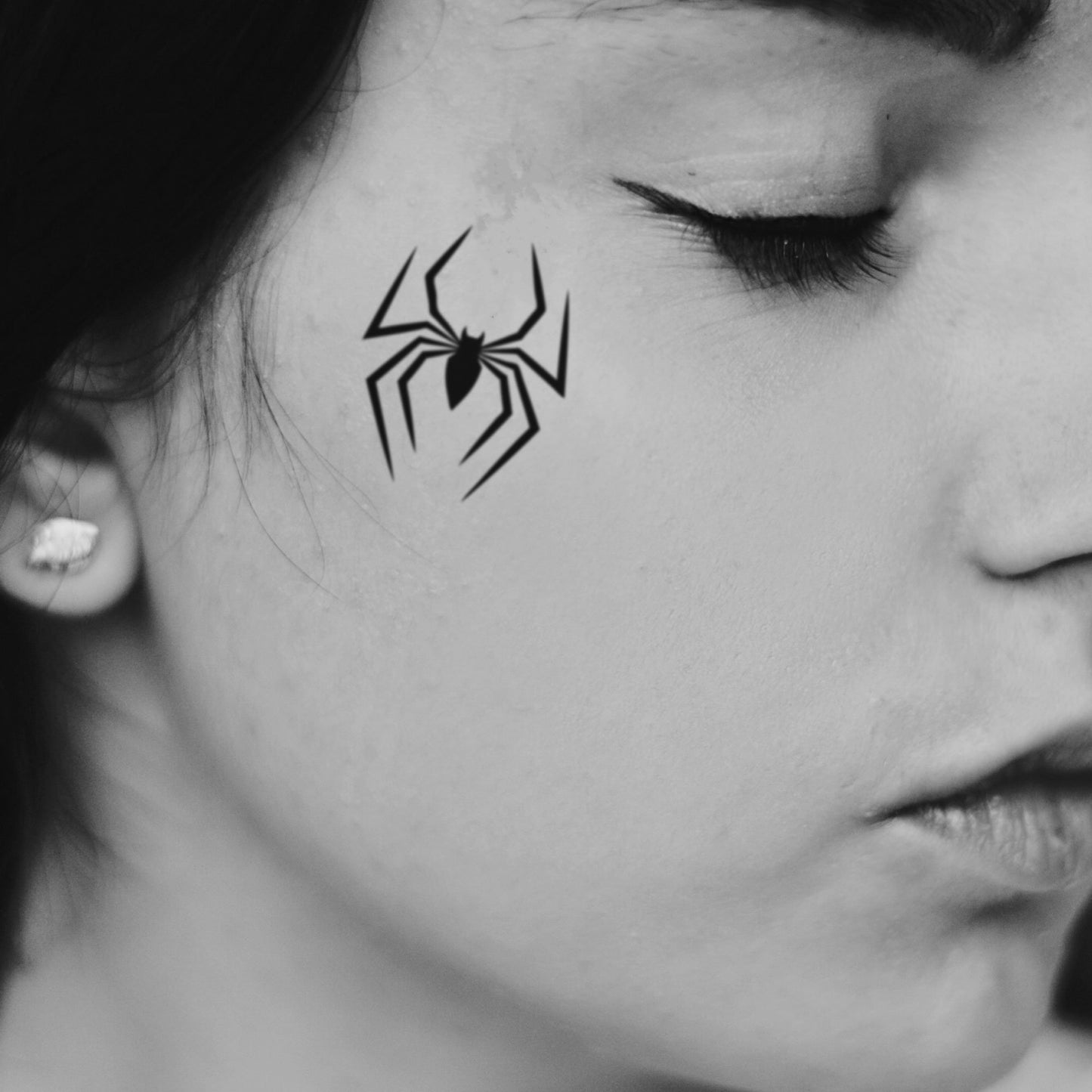 fake small simple spider halloween scary tarantula animal temporary tattoo sticker design idea on face